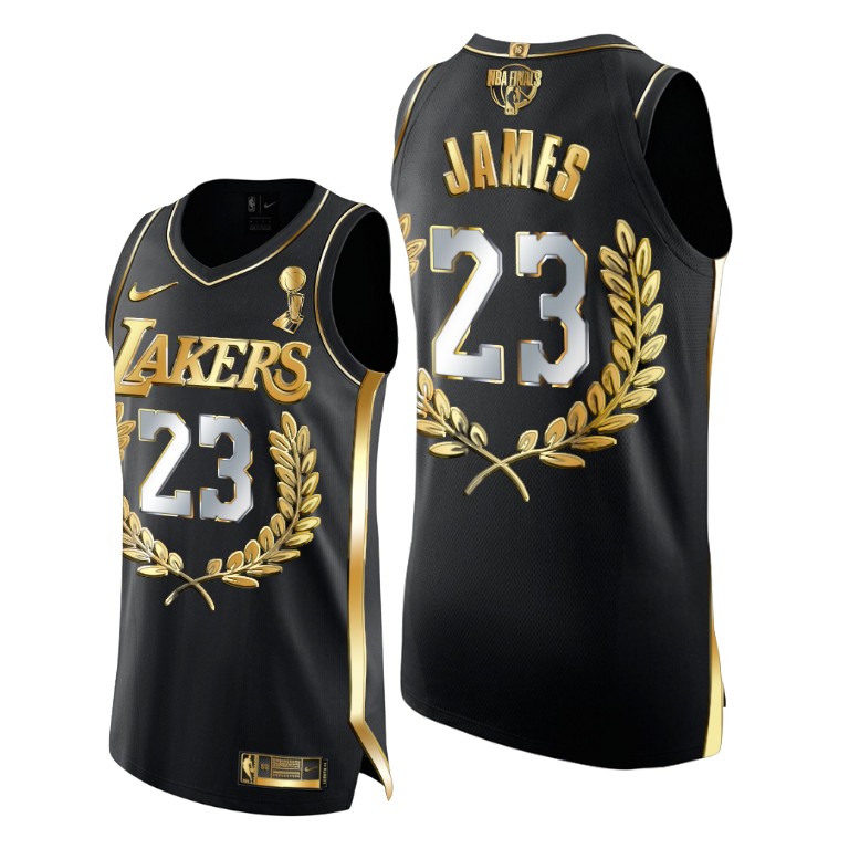 Men's Los Angeles Lakers LeBron James #23 NBA Golden Limited 2020 FMVP Awards Limited Edition Black Basketball Jersey RQQ0183VB